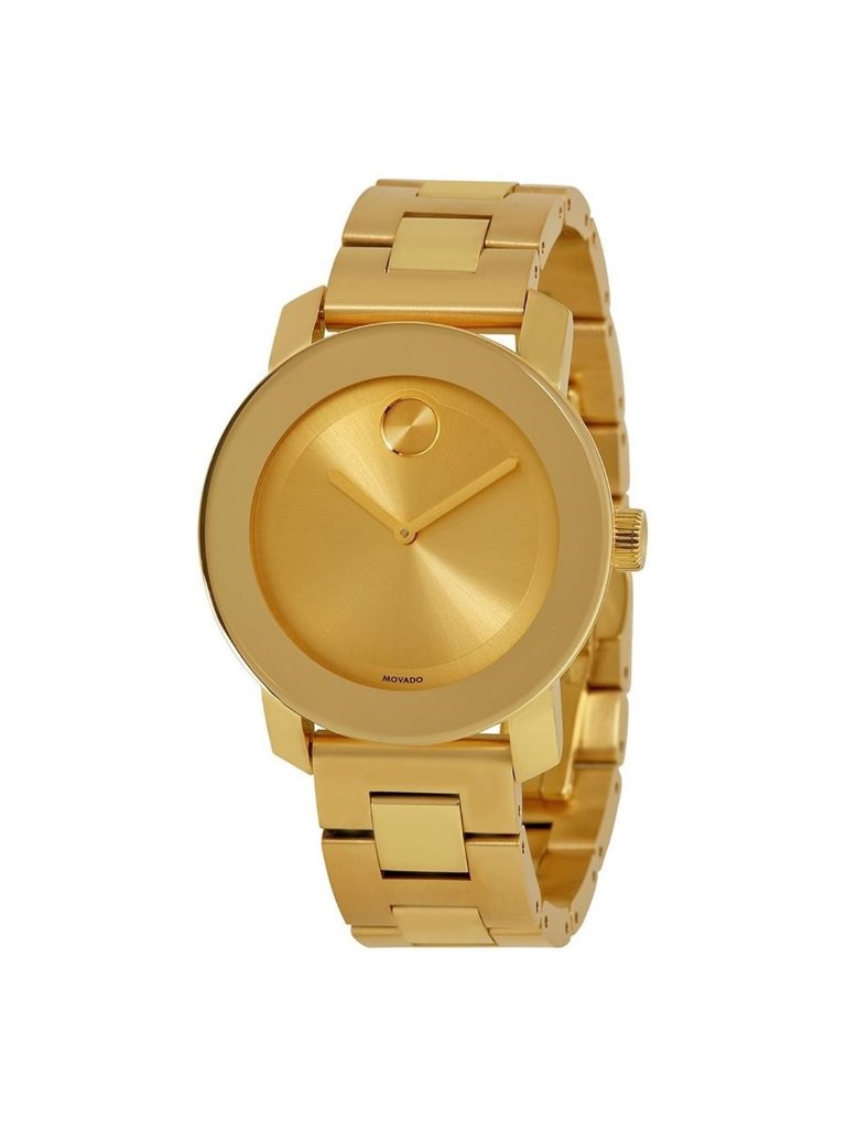 Nwt Movado Bold Champagne Dial Yellow Gold IonPated Ladies Watch